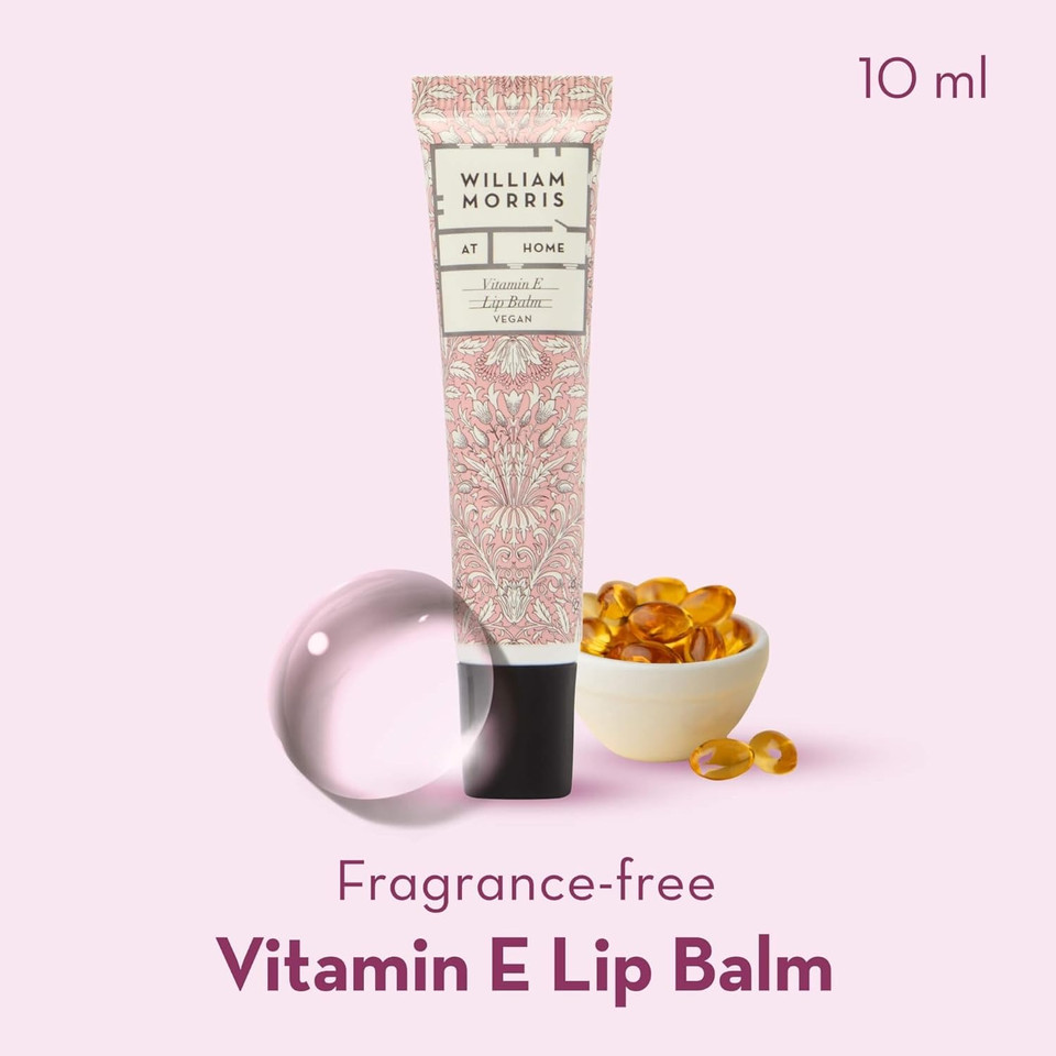 William Morris At Home Hand Cream 30ml and Lip Balm 10ml in Display Tray With Canvas Pocket Pouch, Shea Butter and Jojoba Oil, Beauty Gift For Her, Travel Size, Cruelty and Vegan Friendly