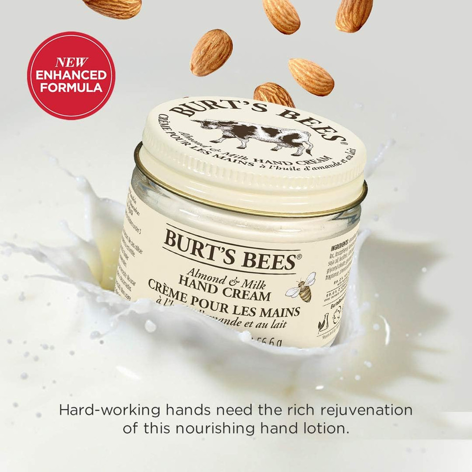 Burt's Bees Almond & Milk Hand Cream For Very Dry Hands, Hand Moisturiser With Sweet Almond Oil & Beeswax, 56.6g