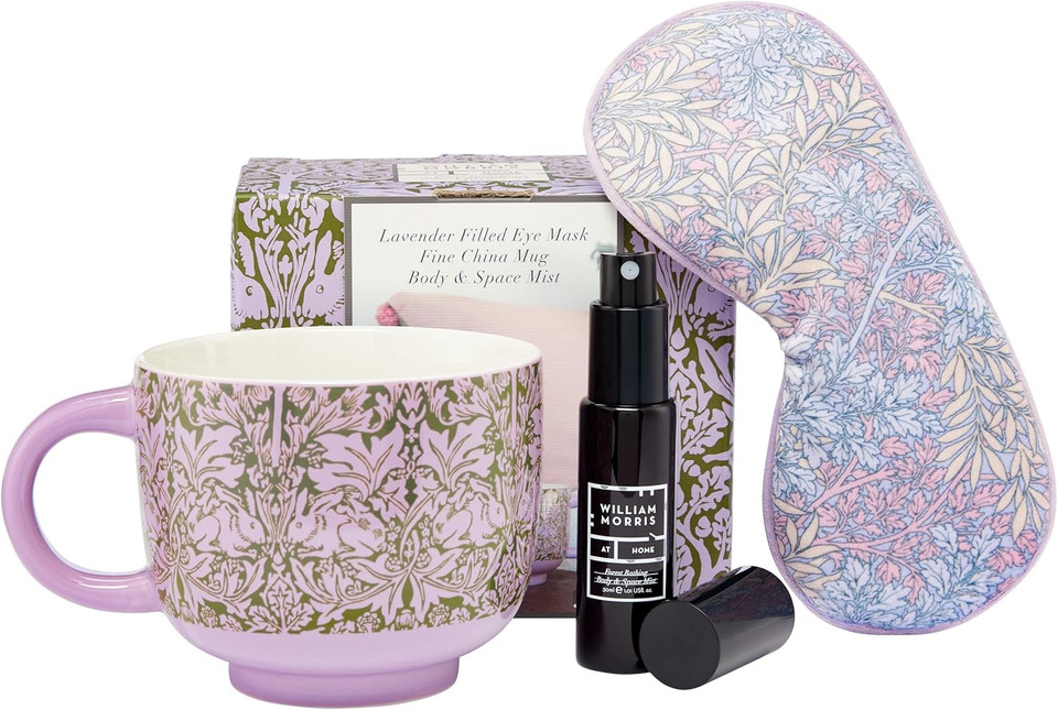 William Morris At Home Peacock-Hand & Lip Festive Drum (Hand Cream 30ml & Lip Balm 10ml) - Nourishing Hand Cream and Lip Balm in Festive Drum! Limited Edition Packaging, Perfect Stocking Filler