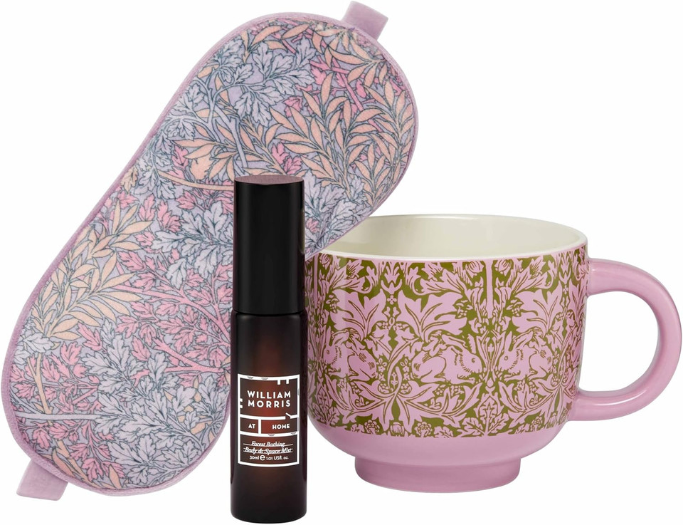 William Morris At Home Peacock-Hand & Lip Festive Drum (Hand Cream 30ml & Lip Balm 10ml) - Nourishing Hand Cream and Lip Balm in Festive Drum! Limited Edition Packaging, Perfect Stocking Filler