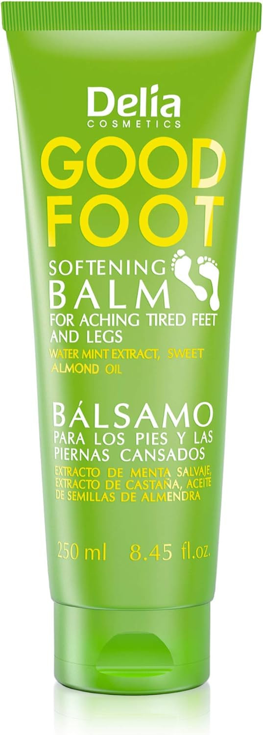 Delia Cosmetics - Good Foot Balm - Softening Cream for Heavy & Tired Feet & Legs - Water Mint Extract & Sweet Almond Oil - Eliminates Swelling - 250ml