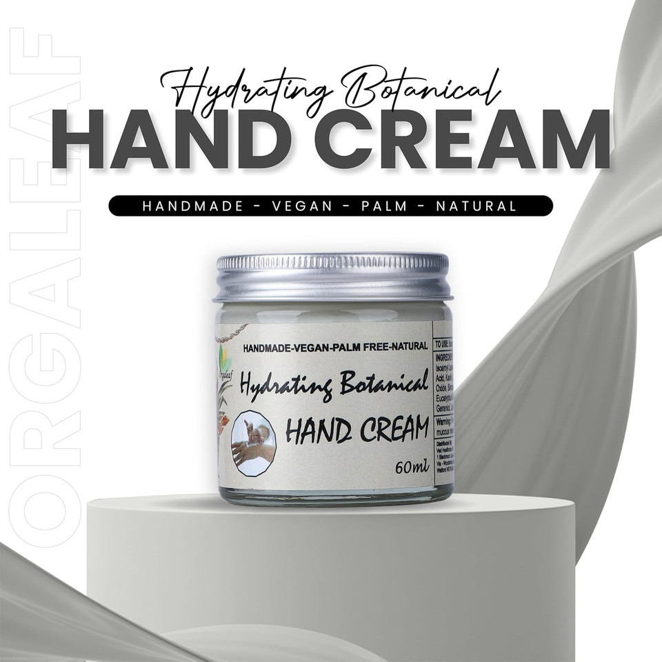 Orgaleaf Hand Cream, Hydrating Botanical Hand Cream, Vegan, Hand Made, Natural, 60 ml