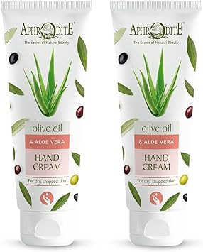 Aphrodite Hand Care Bundle. Intense Hydration Hand Cream Set with Aloe Vera. Moisturizing Lotion for Dry Skin Care And Chapped Hands - Aloe Vera Hand Moisturiser - (75 ml) Set of 2