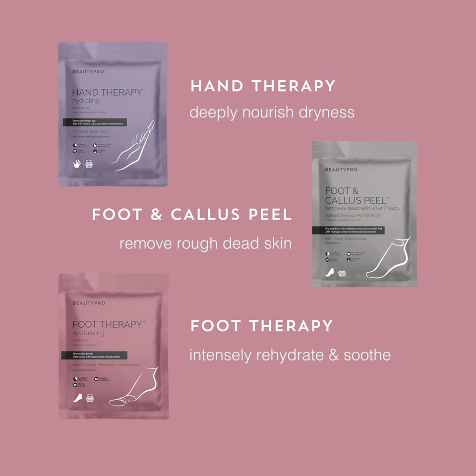 BEAUTYPRO HAND & FOOT RENEWAL SPA Home Beauty Gift Pamper Set 3-in-1 Exfoliating Sock Foot Peel Mask & Hand Mask Gloves Deeply Hydrate & Nourish Natural Vegan Skincare Multi Award Winning Brand 3 Pack