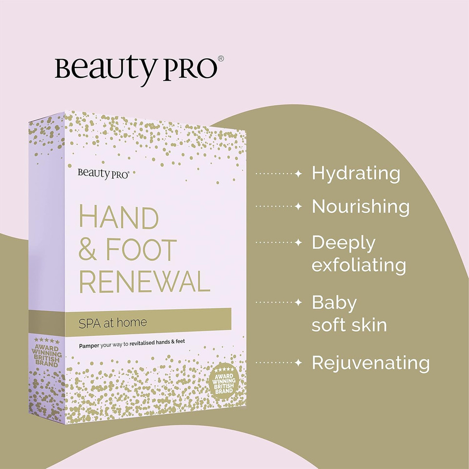 BEAUTYPRO HAND & FOOT RENEWAL SPA Home Beauty Gift Pamper Set 3-in-1 Exfoliating Sock Foot Peel Mask & Hand Mask Gloves Deeply Hydrate & Nourish Natural Vegan Skincare Multi Award Winning Brand 3 Pack