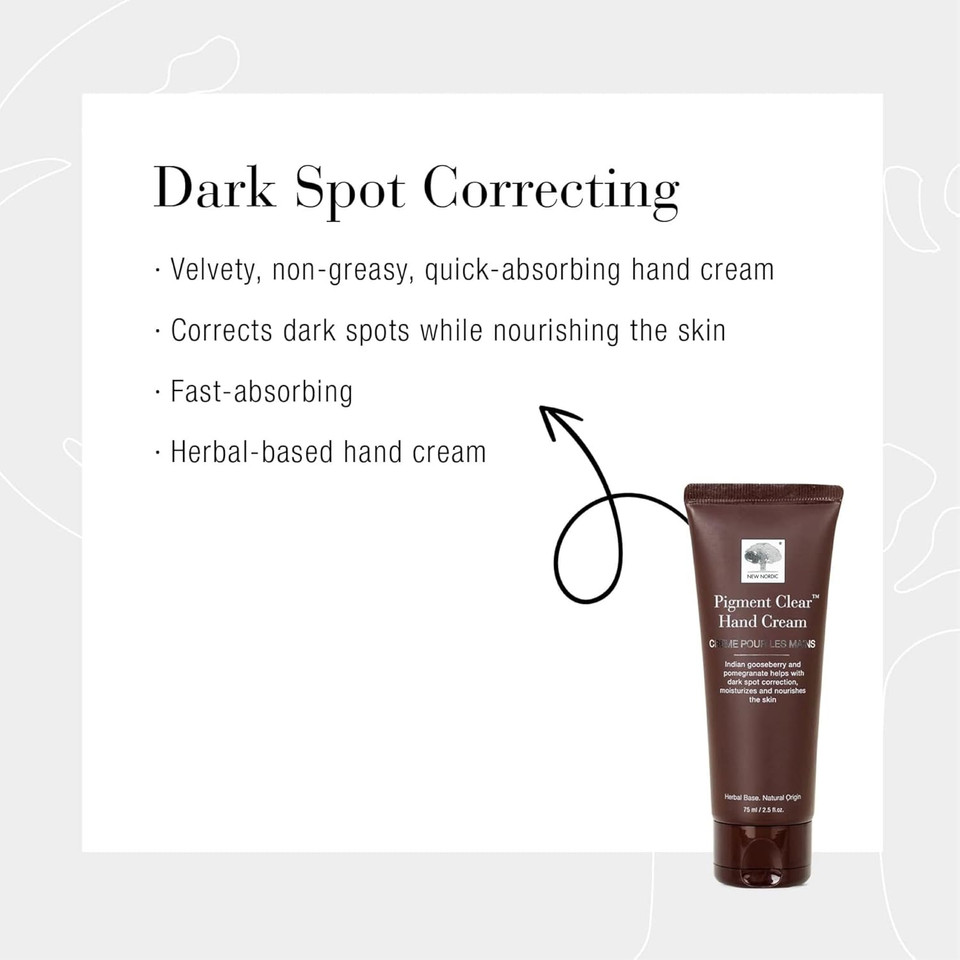 New Nordic Pigment Clear Hand Cream - Fast Absorbing Nourishing Formula for Visible Dark Spot Reduction & Moisturised Hands - 75ml