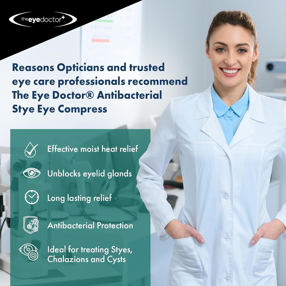 The Eye Doctor Stye Relief Compress Featuring Sterileyes - Microwaveable Single Eye Patch - Treatment of Styes, Chalazion & Cyst - Moist Heat Mask for Dry Eyes, Blepharitis & MGD