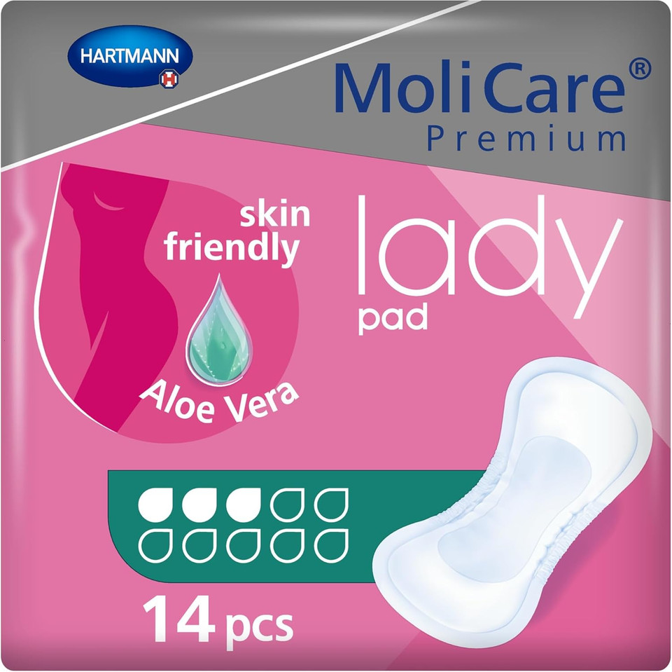MoliCare Premium Lady PAD, Incontinence Pads for Women with Bladder Weakness, 3 Drops, Pack of 14 MoliCare Premium Lady PAD, Incontinence Pads for Women with Bladder Weakness, 3 Drops, Pack of 14