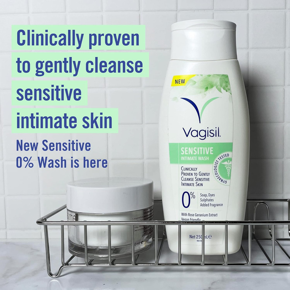 Vagisil Sensitive Intimate Wash For Women, Gently Cleanses Sensitive Skin, pH Balanced, Soap Free Dye Free & Fragrance Free, 250ml