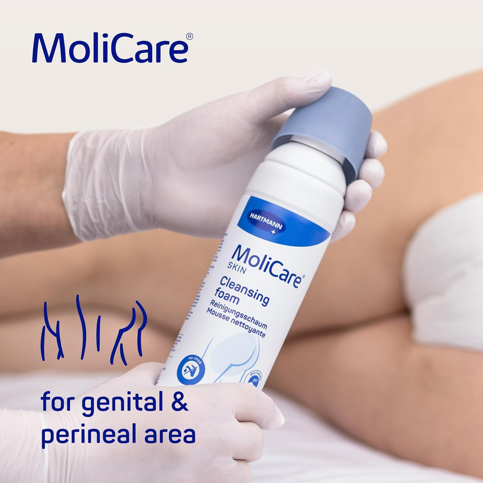 MoliCare® Skin Cleansing Foam  Quick & Gentle No-Rinse Genital & Perineal Cleansing for incontinence stressed skin | pH Balanced, Odour Neutralising, Waterless Hygiene | 400ml