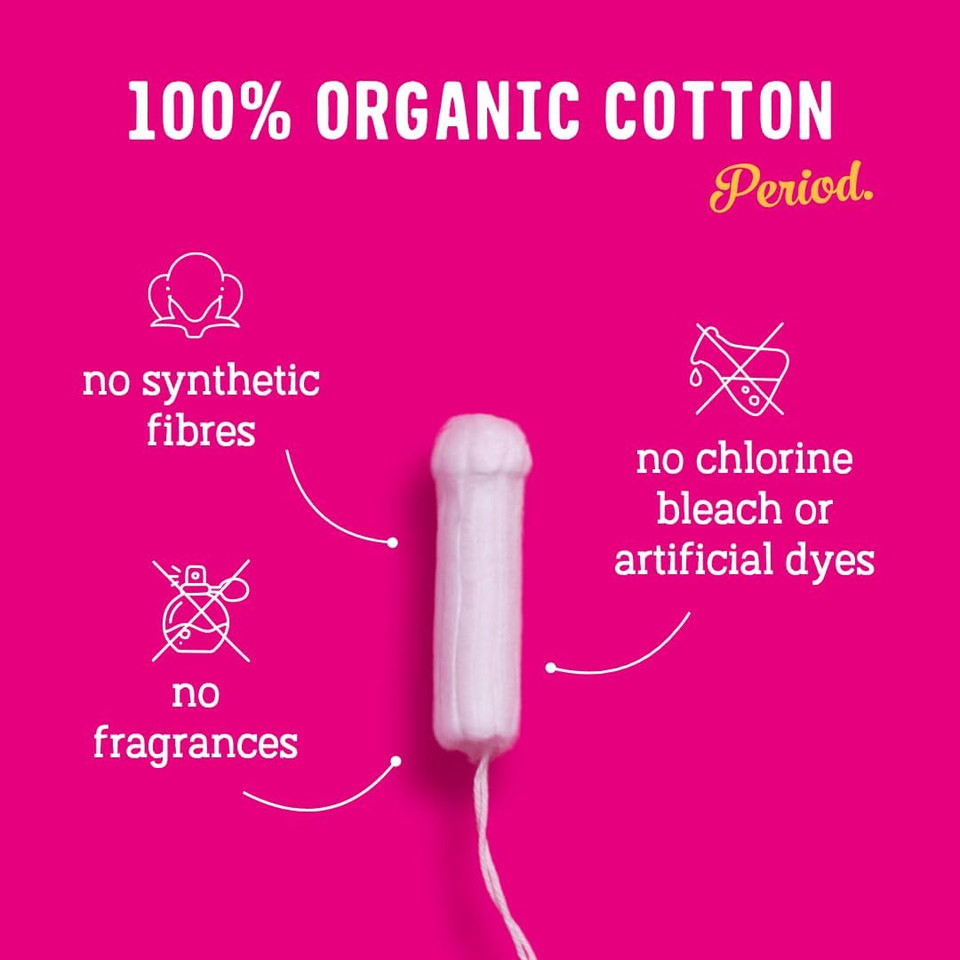 FLO Organic Non-Applicator Highly Absorbent Organic Tampons - Made from 100% Organic Cotton - Biodegradable - 8 Regular, 8 Super Combo - 16 Mix Pack (Pack of 2)