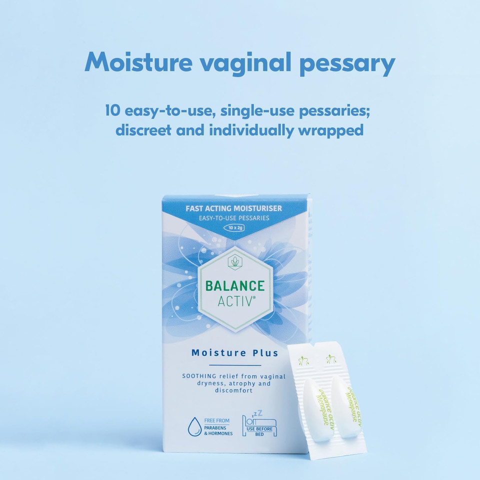 Balance Activ Menopause Moisture Pessaries, Vaginal Moisturiser, Fast, Long-Lasting Relief from Vaginal Dryness and Discomfort, Vaginal Dryness Treatment for Women, 10 Easy to Use Pessaries
