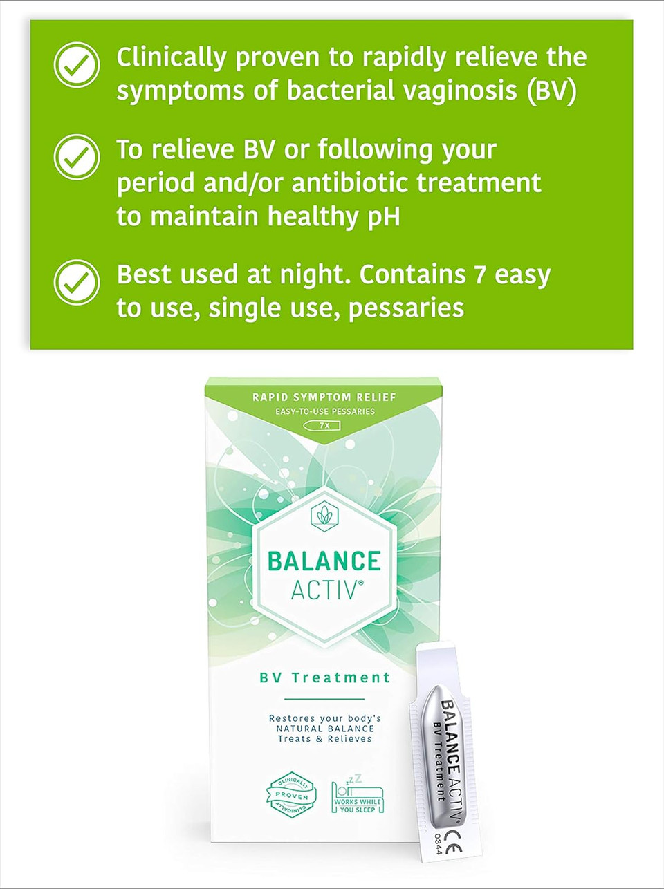 Balance Activ BV Pessaries, Bacterial Vaginosis Treatment for Women, Works Naturally to Rapidly Relieve Symptoms of Unpleasant Odour, Discomfort & Discharge, 1 Pack Balance Activ BV Pessaries, Bacterial Vaginosis Treatment for Women, Works Naturally to Rapidly Relieve Symptoms of Unpleasant Odour, Discomfort & Discharge, 1 Pack