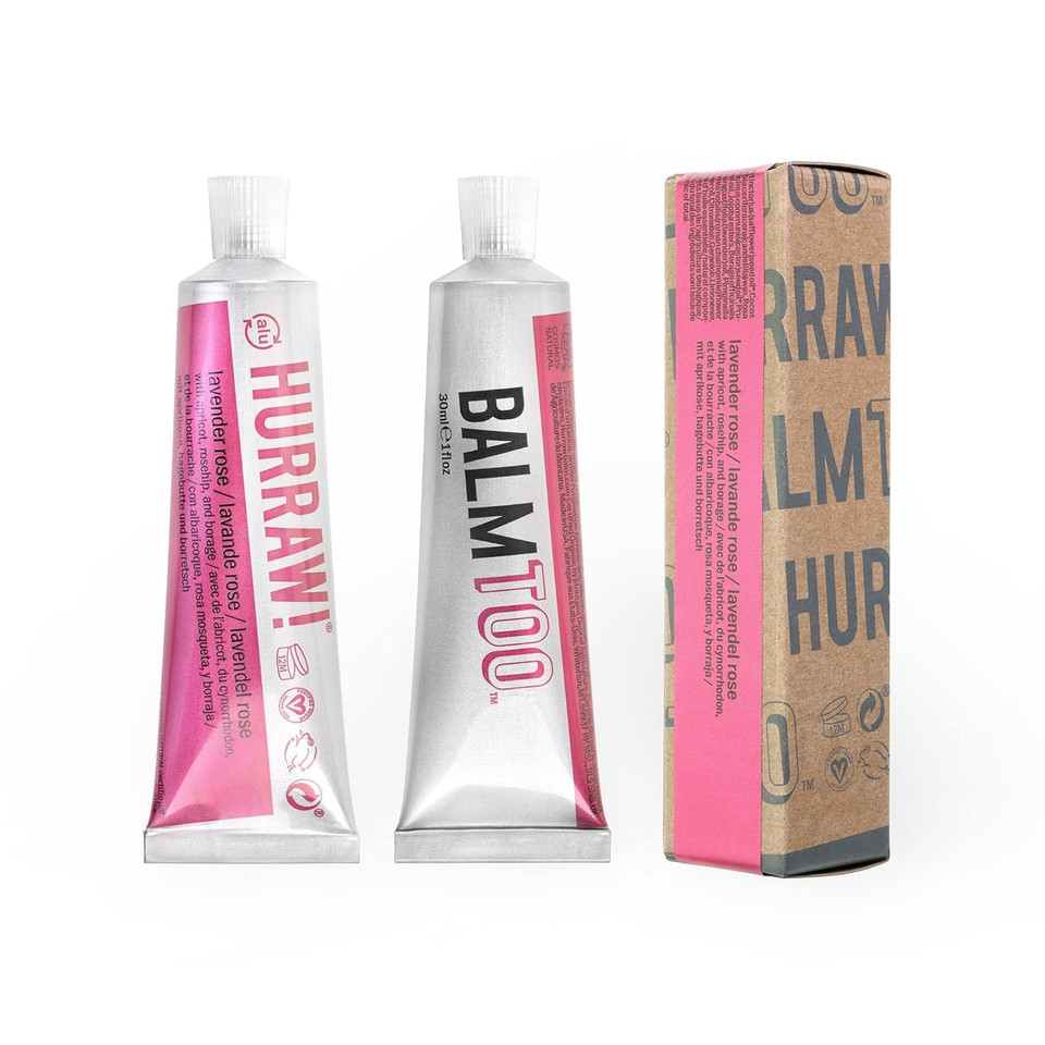 Hurraw! Balmtoo Squeezable Balm, Lavender Rose: Thick, Ultra-Moisturizing. Anywhere Application. Body, Face, Lips, Neck, Fingers, Toes. 1 Tube = 7 Sticks Of Lip Balm. Natural, Organic. Made In Usa