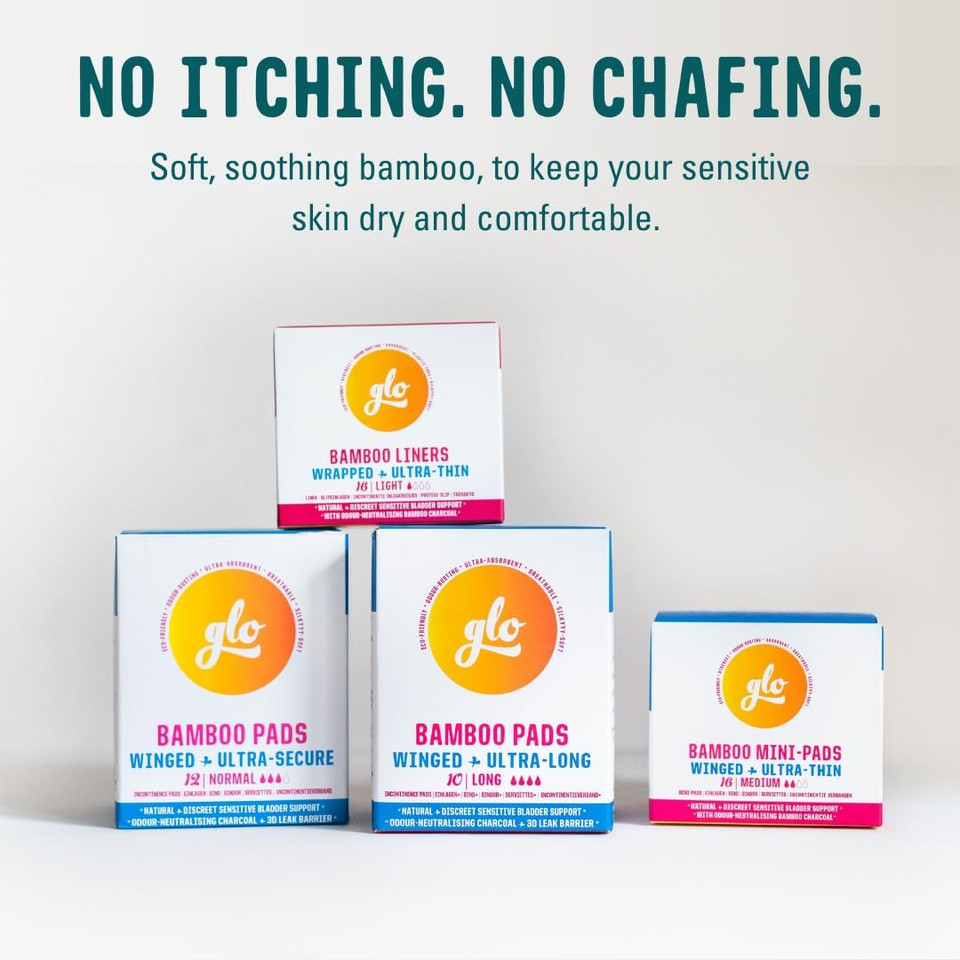 glo Light Incontinence Liners for Sensitive Bladders, Made from Organic Bamboo - Superior Leak Protection, Ultra-Thin - Individually Wrapped - 96 Pack glo Light Incontinence Liners for Sensitive Bladders, Made from Organic Bamboo - Superior Leak Protection, Ultra-Thin - Individually Wrapped - 96 Pack