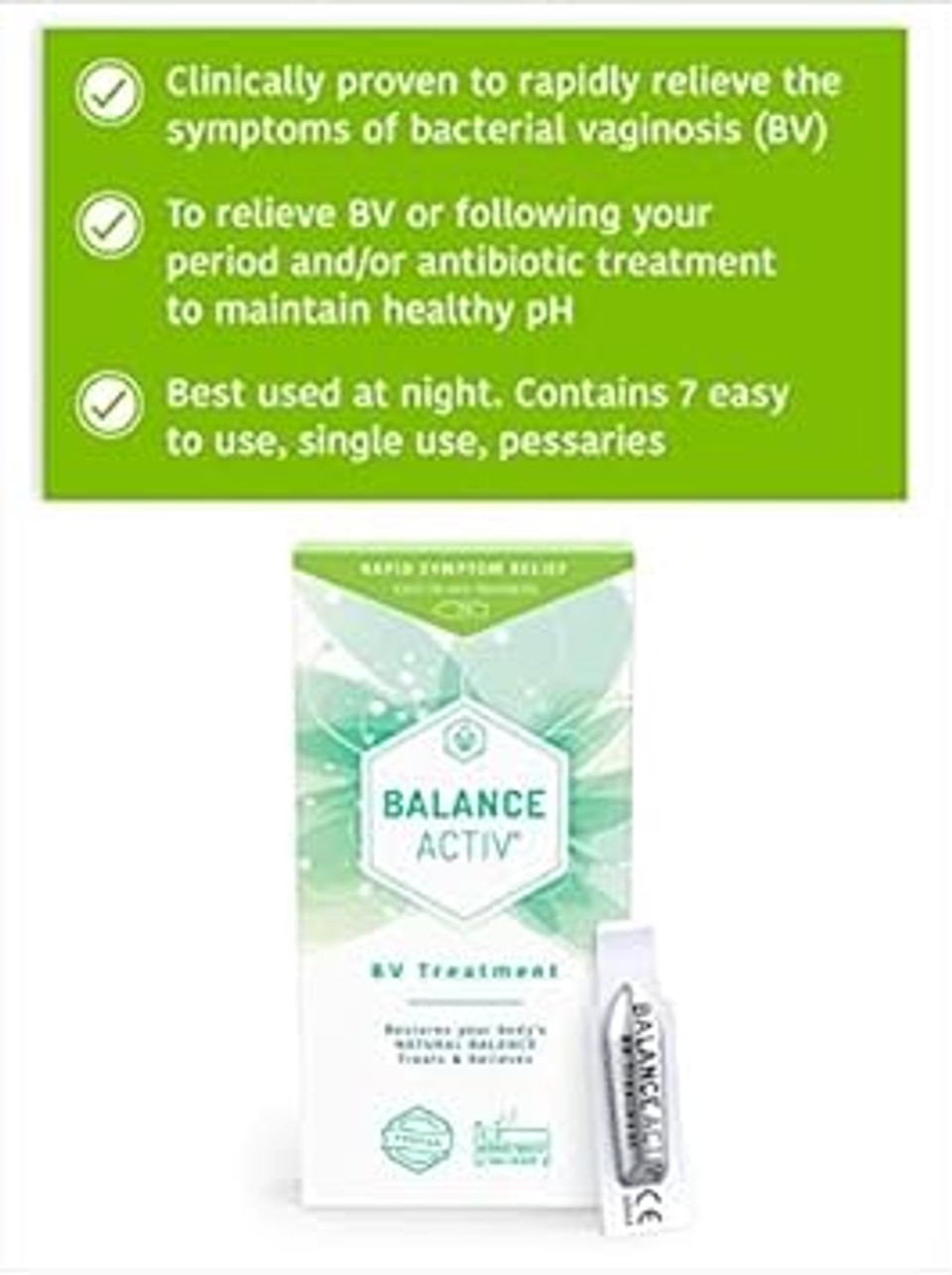 Balance Activ BV Pessaries, Bacterial Vaginosis Treatment for Women, Works Naturally to Rapidly Relieve Symptoms of Unpleasant Odour, Discomfort & Discharge Odour Associated with BV, 2 Pack Balance Activ BV Pessaries, Bacterial Vaginosis Treatment for Women, Works Naturally to Rapidly Relieve Symptoms of Unpleasant Odour, Discomfort & Discharge Odour Associated with BV, 2 Pack
