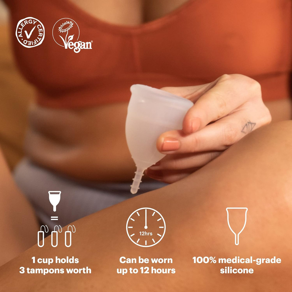 AllMatters Menstrual Cup Size A  Reusable Leak-Proof Period Alternative to Tampons. Medical Grade Silicone, Award-Winning, Toxin-Free (Formerly OrganiCup)
