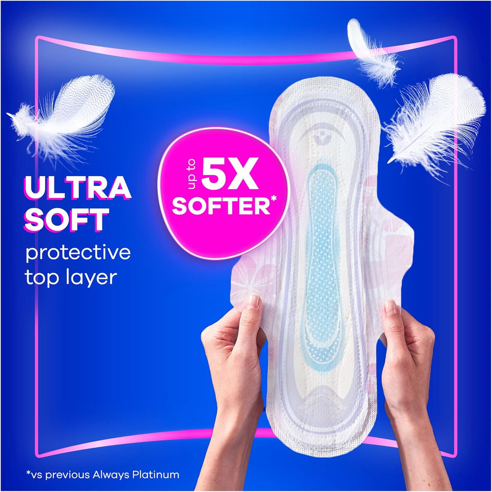 Always Platinum Secure Night Extra (Size 5) Sanitary Towels with Wings 5 x 12 Pads