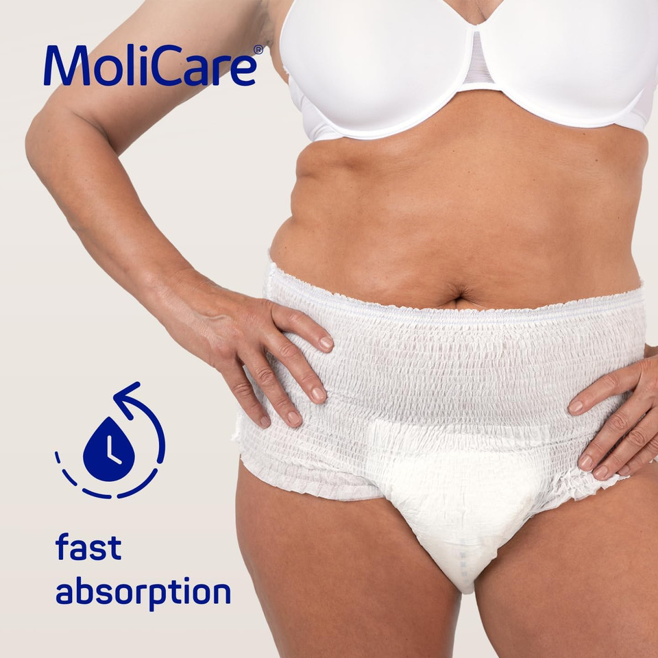 MoliCare Premium Mobile 10 Drops Size L, Incontinence Pants for Women and Men with Severe Incontinence, Extra Leakage Protection, Skin Protection, Improved Body Fit, 14 Pieces