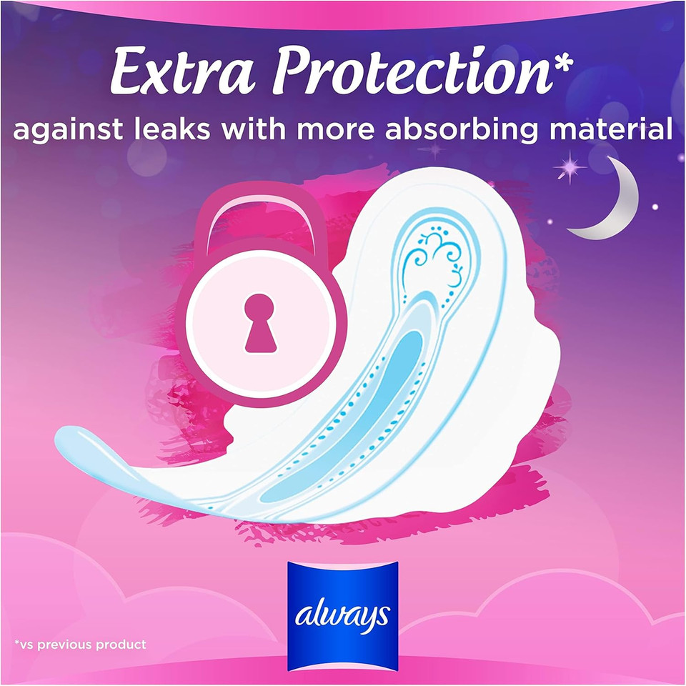 Always Sensitive Ultra Night Sanitary Towels with Wings, Size 3, 100 Towels (10 x 10 Packs), Saving Box, Odour Neutraliser, Super Absorbent Core
