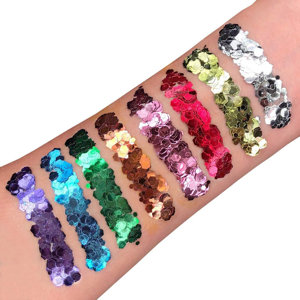 Classic Chunky Face & Body Glitter Gel by Moon Glitter - Blue - Cosmetic Festival Glitter Face Paint for Face, Body, Hair, Nails - 12ml