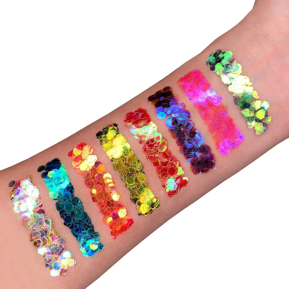 Iridescent Chunky Face & Body Glitter Gel by Moon Glitter - Blue - Cosmetic Festival Glitter Face Paint for Face, Body, Hair, Nails - 12ml Iridescent Chunky Face & Body Glitter Gel by Moon Glitter - Blue - Cosmetic Festival Glitter Face Paint for Face, Body, Hair, Nails - 12ml