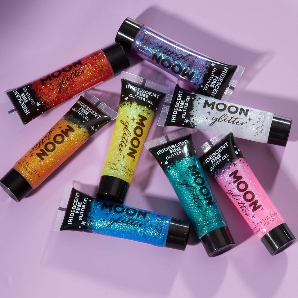 Iridescent Fine Body & Glitter Gel by Moon Glitter - White - Cosmetic Festival Glitter Face Paint for Body, Hair, Nails - 12ml Iridescent Fine Body & Glitter Gel by Moon Glitter - White - Cosmetic Festival Glitter Face Paint for Body, Hair, Nails - 12ml