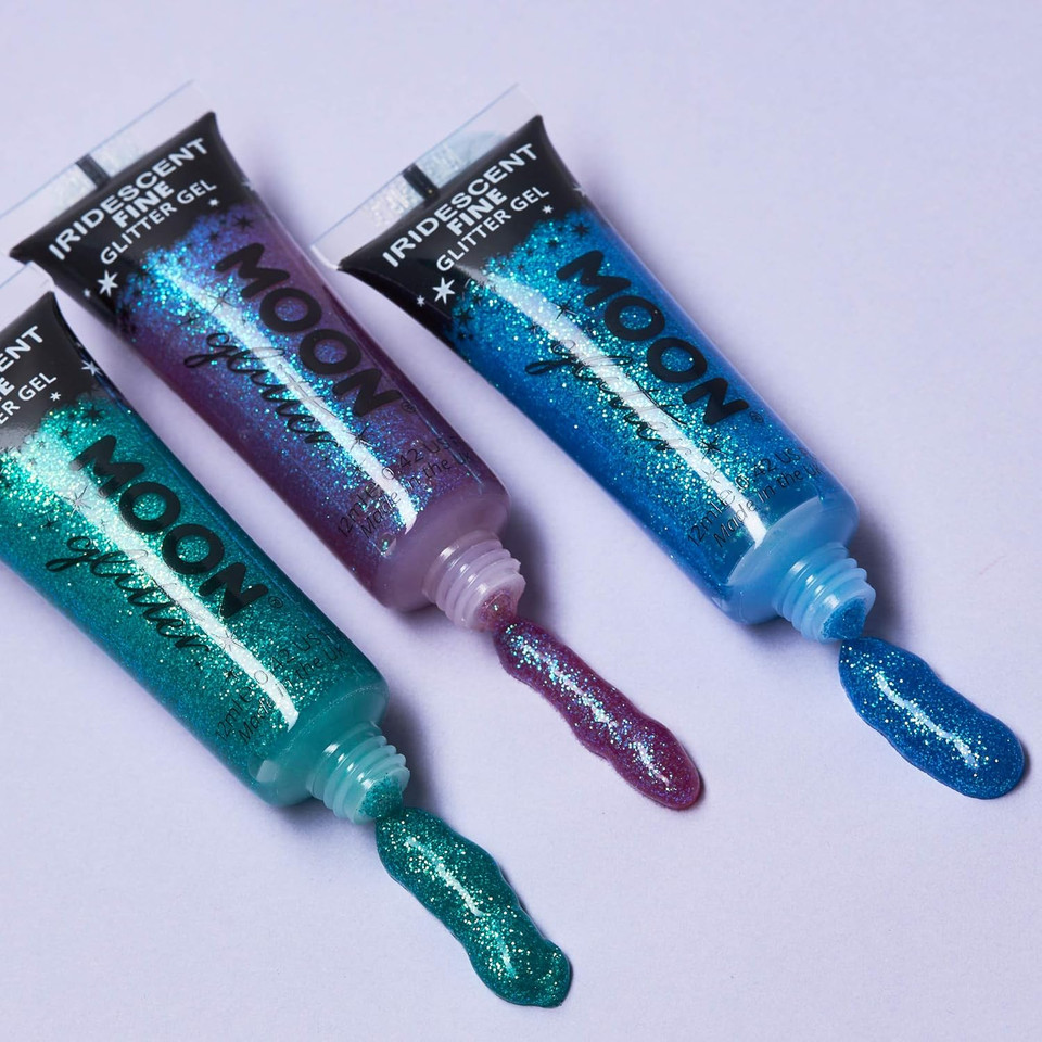 Iridescent Fine Body & Glitter Gel by Moon Glitter - White - Cosmetic Festival Glitter Face Paint for Body, Hair, Nails - 12ml Iridescent Fine Body & Glitter Gel by Moon Glitter - White - Cosmetic Festival Glitter Face Paint for Body, Hair, Nails - 12ml