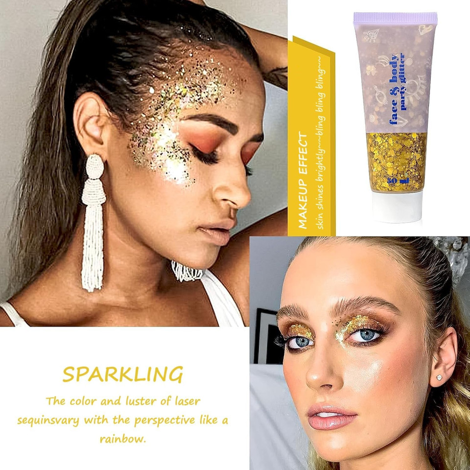 Beliky Girl Body Glitter Gel, 50ML Face Glitters Body Gel Sequins Shimmer Liquid Eyeshadow, Mermaid Sequins Liquid Holographic Glitter Gel, Chunky Glitter for Face Hair Nails (Gold) Beliky Girl Body Glitter Gel, 50ML Face Glitters Body Gel Sequins Shimmer Liquid Eyeshadow, Mermaid Sequins Liquid Holographic Glitter Gel, Chunky Glitter for Face Hair Nails (Gold)