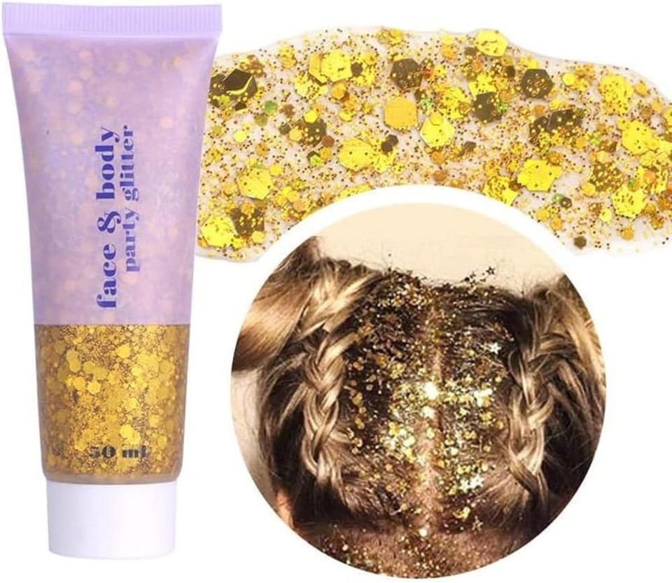 Beliky Girl Body Glitter Gel, 50ML Face Glitters Body Gel Sequins Shimmer Liquid Eyeshadow, Mermaid Sequins Liquid Holographic Glitter Gel, Chunky Glitter for Face Hair Nails (Gold) Beliky Girl Body Glitter Gel, 50ML Face Glitters Body Gel Sequins Shimmer Liquid Eyeshadow, Mermaid Sequins Liquid Holographic Glitter Gel, Chunky Glitter for Face Hair Nails (Gold)