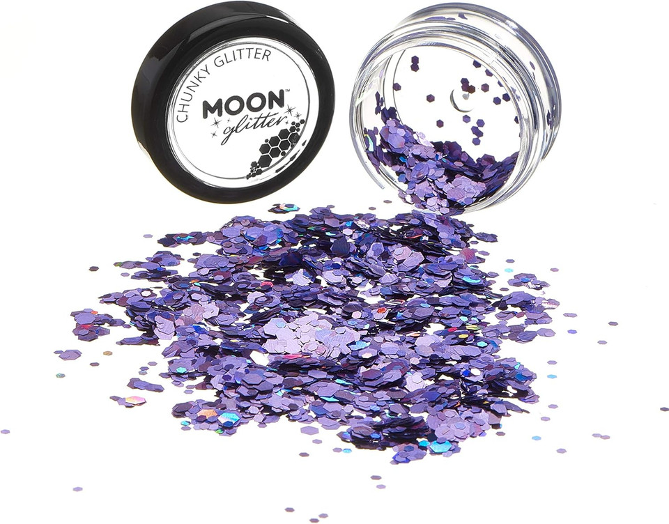 Chunky Holographic Glitter by Moon Glitter - Gold - Cosmetic Festival Makeup Glitter for Face, Body, Nails, Hair, Lips - 3g