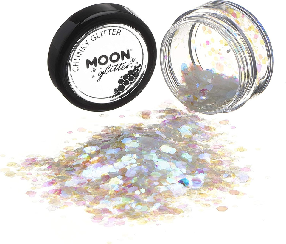 Iridescent Chunky Glitter by Moon Glitter - Pink - Cosmetic Festival Makeup Glitter for Face, Body, Nails, Hair, Lips - 3g Iridescent Chunky Glitter by Moon Glitter - Pink - Cosmetic Festival Makeup Glitter for Face, Body, Nails, Hair, Lips - 3g