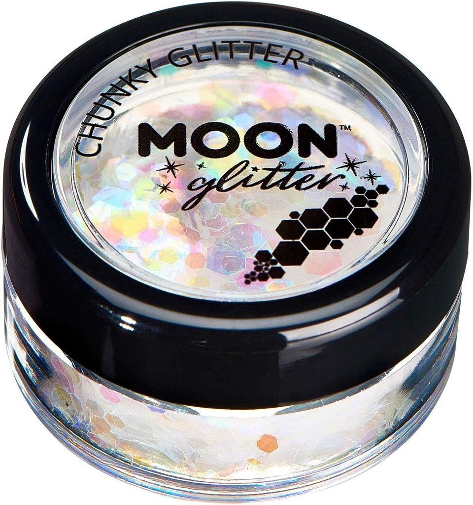 Iridescent Chunky Glitter by Moon Glitter - Pink - Cosmetic Festival Makeup Glitter for Face, Body, Nails, Hair, Lips - 3g Iridescent Chunky Glitter by Moon Glitter - Pink - Cosmetic Festival Makeup Glitter for Face, Body, Nails, Hair, Lips - 3g