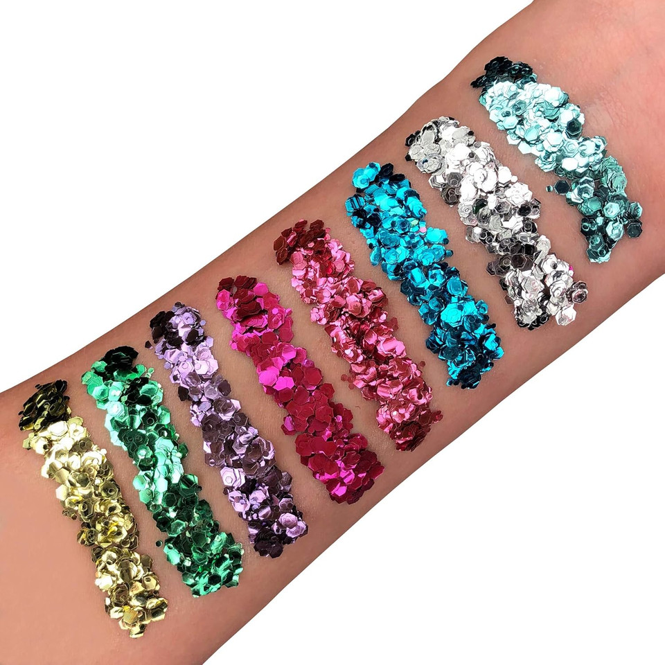 Biodegradable Eco Chunky Glitter by Moon Glitter - Pink - Cosmetic Bio Festival Makeup Glitter for Face, Body, Nails, Hair, Lips - 3g