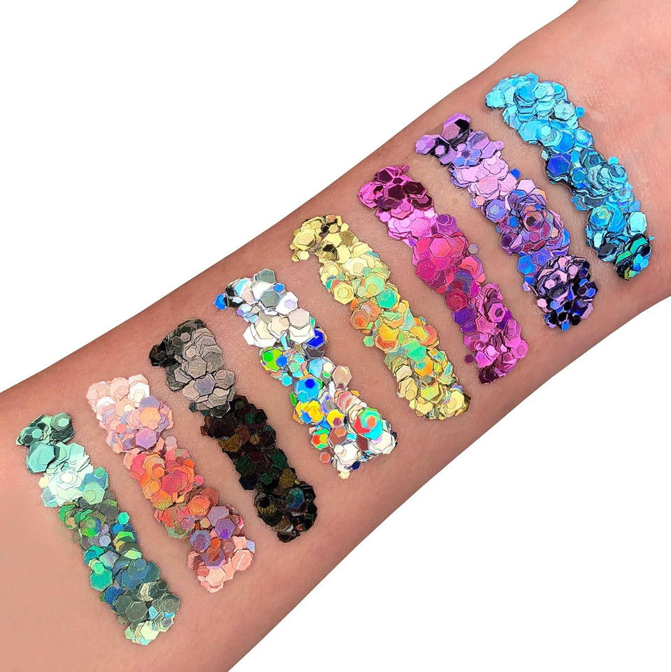 Chunky Holographic Glitter by Moon Glitter - Silver - Cosmetic Festival Makeup Glitter for Face, Body, Nails, Hair, Lips - 3g