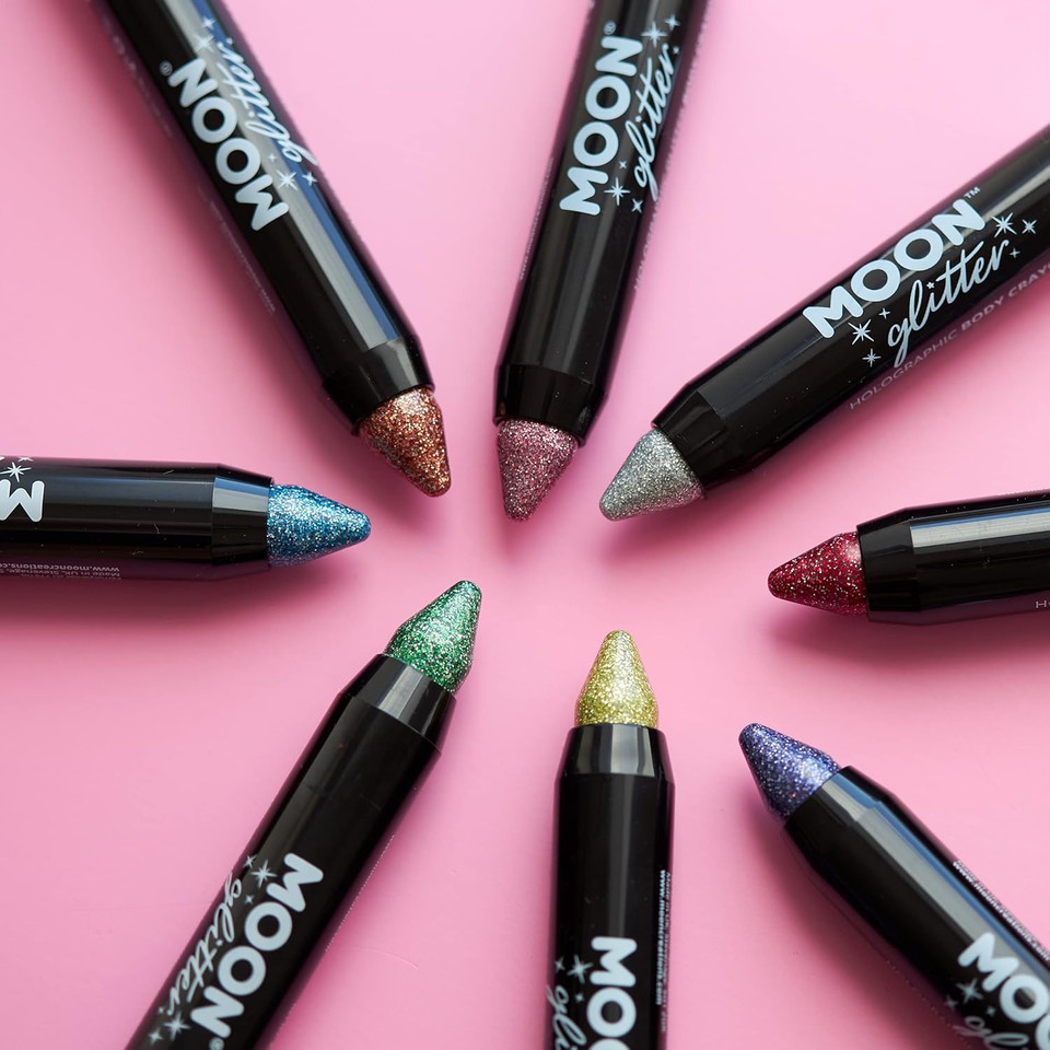 Holographic Festival Glitter Paint Stick / Body Crayon makeup for the Face & Body by Moon Glitter - 3.5g (Set of 6) Holographic Festival Glitter Paint Stick / Body Crayon makeup for the Face & Body by Moon Glitter - 3.5g (Set of 6)