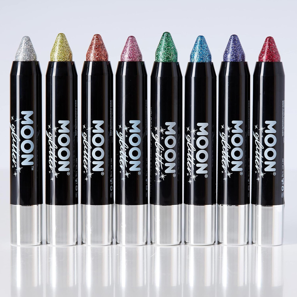 Holographic Festival Glitter Paint Stick / Body Crayon makeup for the Face & Body by Moon Glitter - 3.5g (Set of 8) Holographic Festival Glitter Paint Stick / Body Crayon makeup for the Face & Body by Moon Glitter - 3.5g (Set of 8)