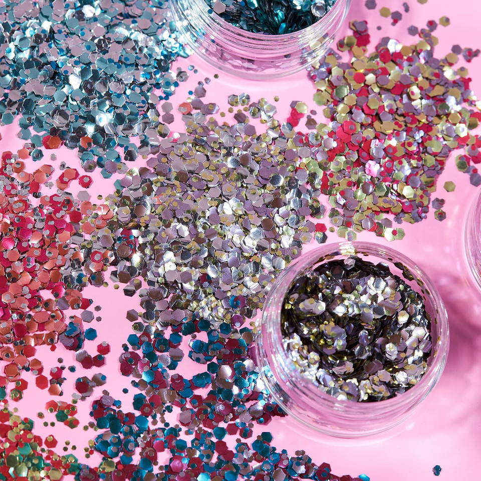 Mystic Biodegradable Eco Chunky Glitter by Moon Glitter - Boxset - Cosmetic Bio Festival Makeup Glitter for Face, Body, Nails, Hair, Lips - 3g