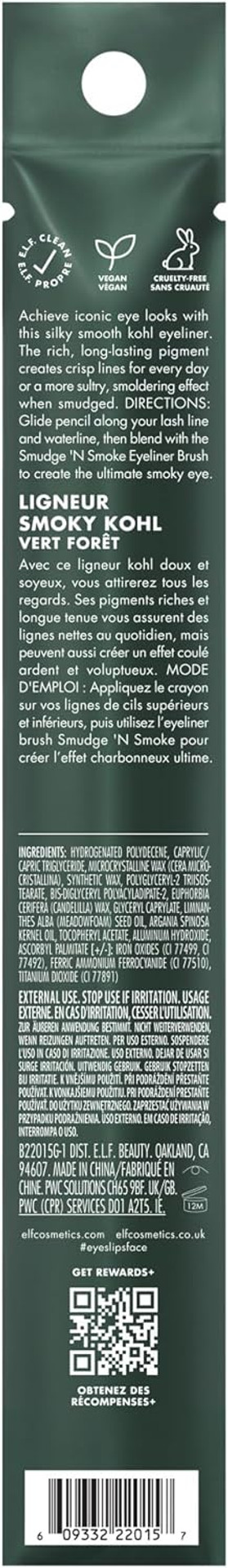 e.l.f. Smoky Kohl Eyeliner, Eye Pencil for Creating Long-Lasting, Bold, High-Pigment Makeup Looks, Vegan & Cruelty-Free, Rose Emerald e.l.f. Smoky Kohl Eyeliner, Eye Pencil for Creating Long-Lasting, Bold, High-Pigment Makeup Looks, Vegan & Cruelty-Free, Rose Emerald