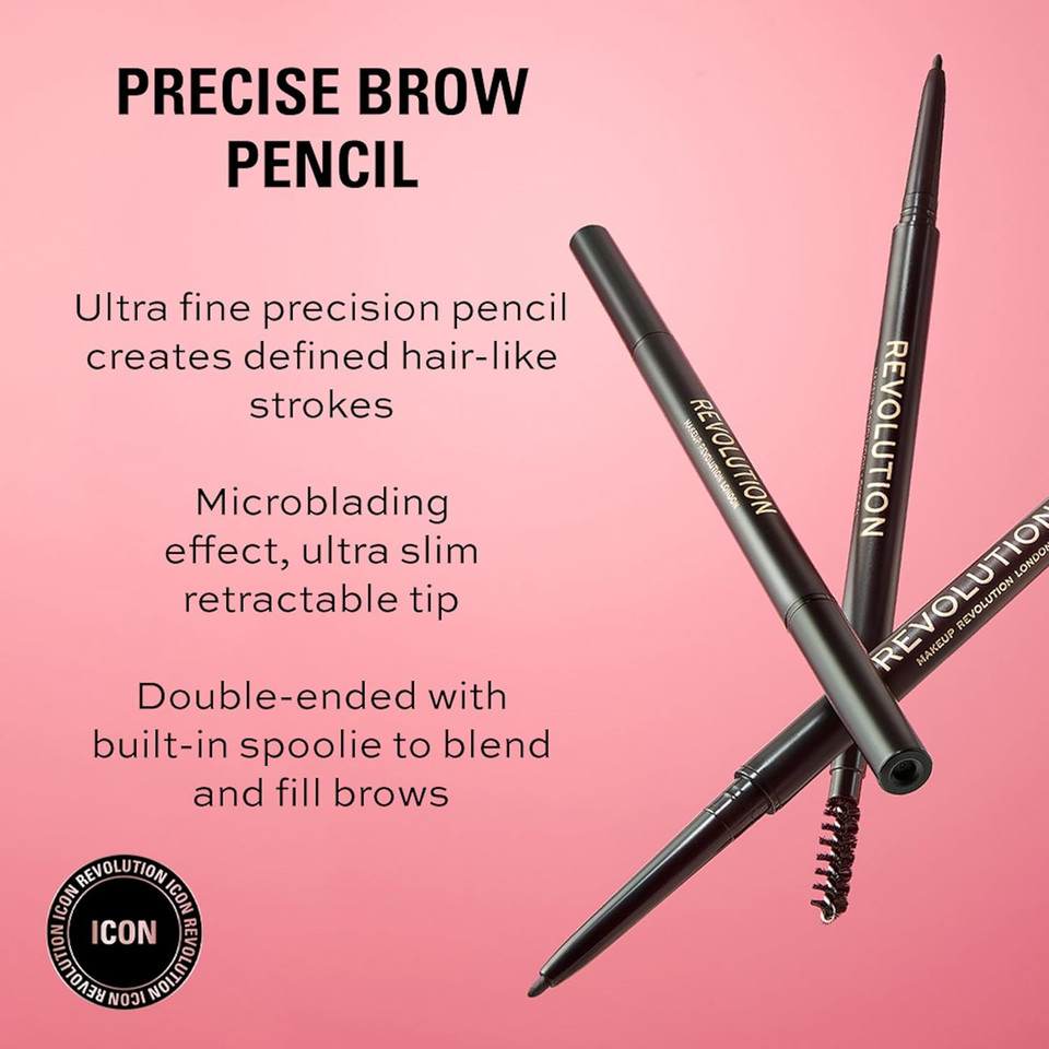 Makeup Revolution Precise Brow Pencil, Double-Ended, Ultra-Fine Pencil Tool, Includes Spoolie, Brown Makeup Revolution Precise Brow Pencil, Double-Ended, Ultra-Fine Pencil Tool, Includes Spoolie, Brown