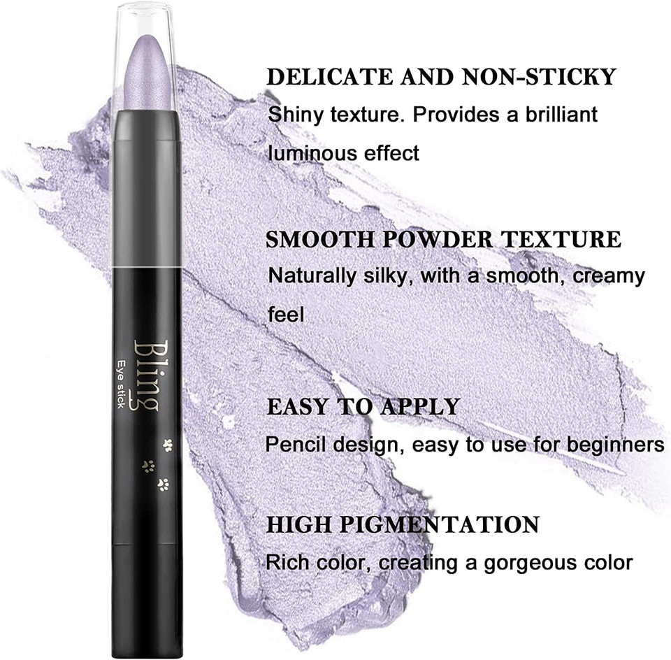Eyeshadow Pencil, Glitter Eyeshadow, Shimmer Eyeshadow, Eyeshadow Glitter Pen, 15 Colors Glitter Eyeshadow Pencil Ultra Pigmented Makeup Eye Shadow Powder, Fluorescent Purple