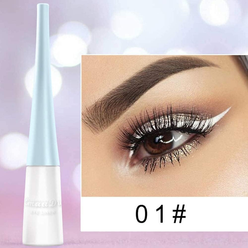 White Liquid Eyeliner Matte Quick-Drying, Long-Lasting Non-Blooming Waterproof Gel, Candy Color Highly Pigmented (White) White Liquid Eyeliner Matte Quick-Drying, Long-Lasting Non-Blooming Waterproof Gel, Candy Color Highly Pigmented (White)