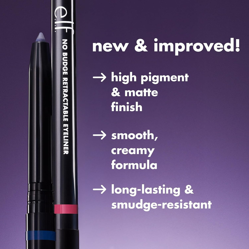 e.l.f. No Budge Retractable Eyeliner, Creamy, Ultra-Pigmented & Waterproof, Creates Bold & Defined Lines, Vegan & Cruelty-Free, Navy e.l.f. No Budge Retractable Eyeliner, Creamy, Ultra-Pigmented & Waterproof, Creates Bold & Defined Lines, Vegan & Cruelty-Free, Navy