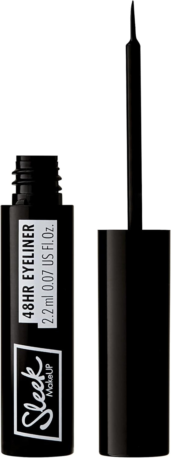 Sleek MakeUP 48HR Liquid Eyeliner, Waterproof, Smudgeproof and Easy to Apply, Intense Black, 2ml