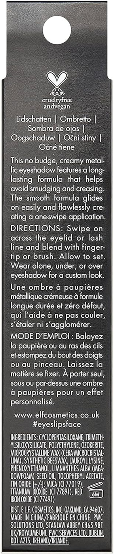 e.l.f. No Budge Shadow Stick, Longwear, Smudge-Proof Metallic Eyeshadow, Perfect Pearl, 0.056 Oz (1.6g) e.l.f. No Budge Shadow Stick, Longwear, Smudge-Proof Metallic Eyeshadow, Perfect Pearl, 0.056 Oz (1.6g)