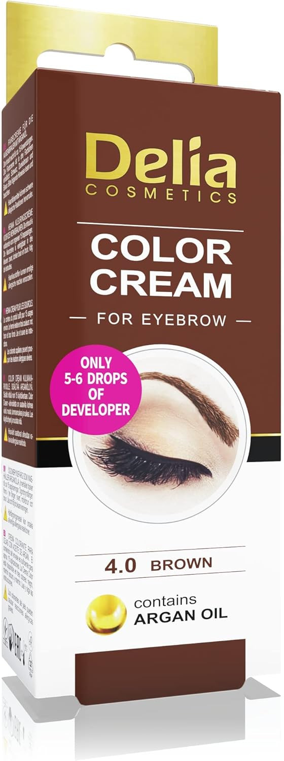 Delia Cosmetics - Creamy Eyebrow Tint - BROWN - Professional Coloring - Easy Application - 15ml