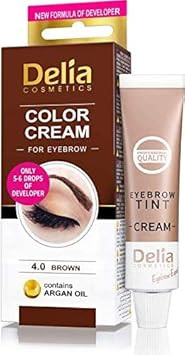 Delia Cosmetics - Creamy Eyebrow Tint - BROWN - Professional Coloring - Easy Application - 15ml