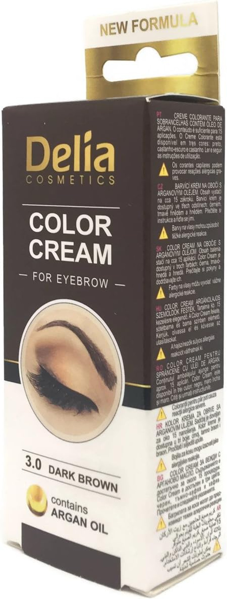 Delia Cosmetics - Creamy Eyebrow Tint - DARK BROWN - Professional Coloring - Easy Application - 15ml