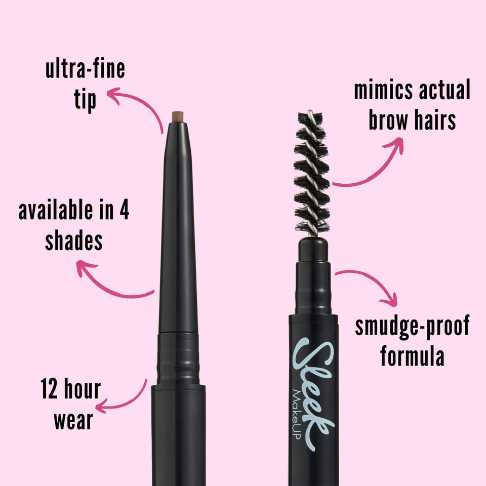 Sleek MakeUP Micro-Fine Brow Pencil for Precise Hair Like Strokes, Waterproof, Long Lasting, Dual Ended, Dark Brown