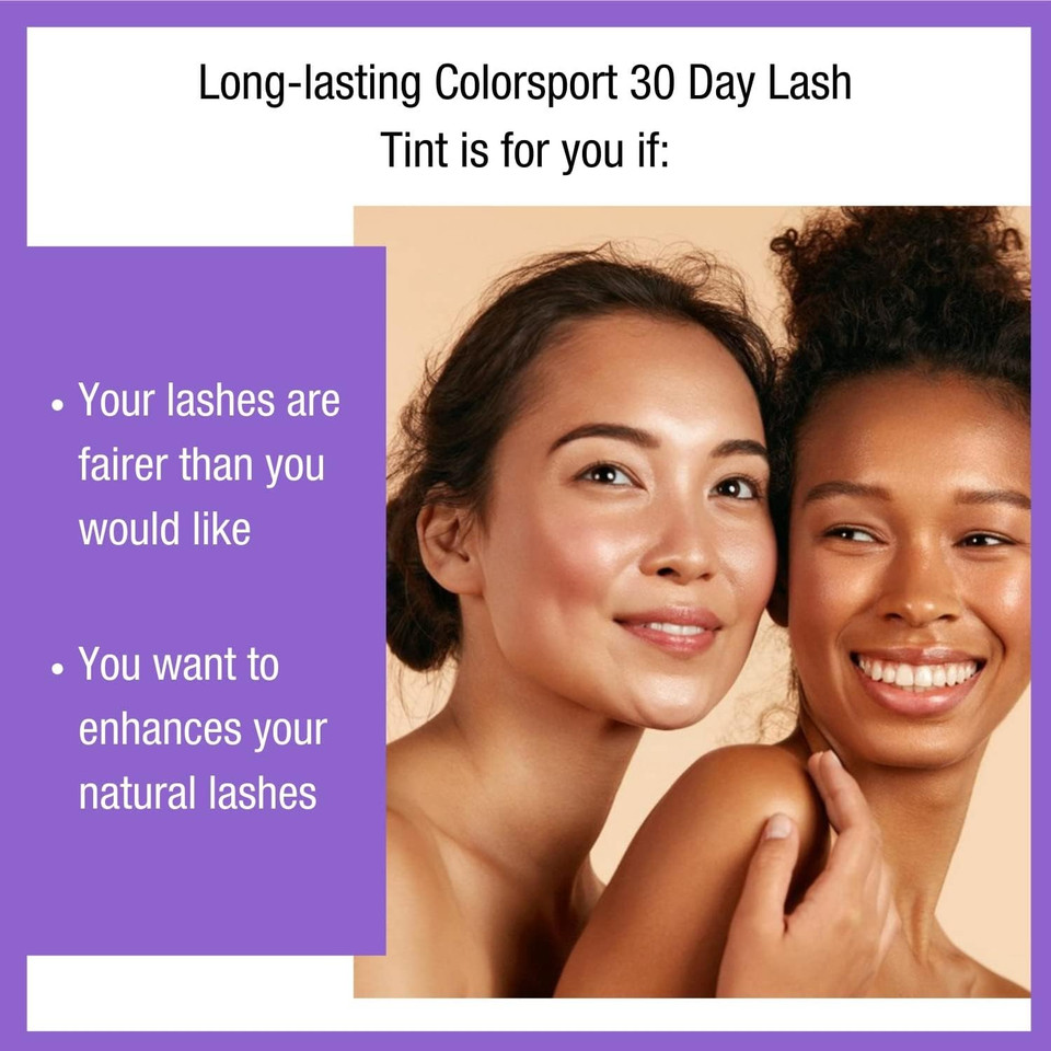 COLORSPORT 30 Day Mascara Lash Tint | Permanent Eyelash Tint Kit for Fuller, Darker Lashes | Waterproof & Smudge-Proof | Dark Brown Eye Lash Tint